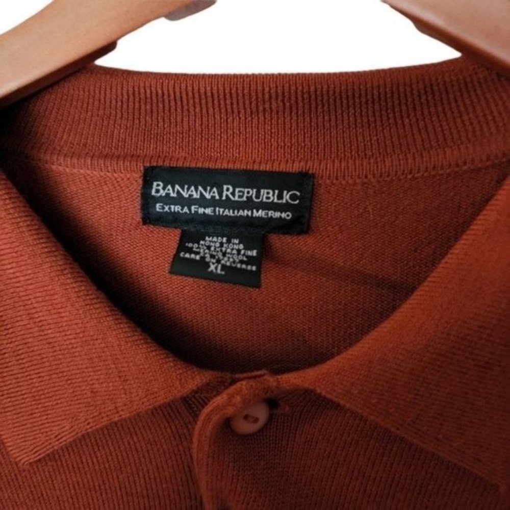 Banana Republic Extra Fine Italian Merino Wool Sweater Collar XL Rust Orange - Picture 6 of 10